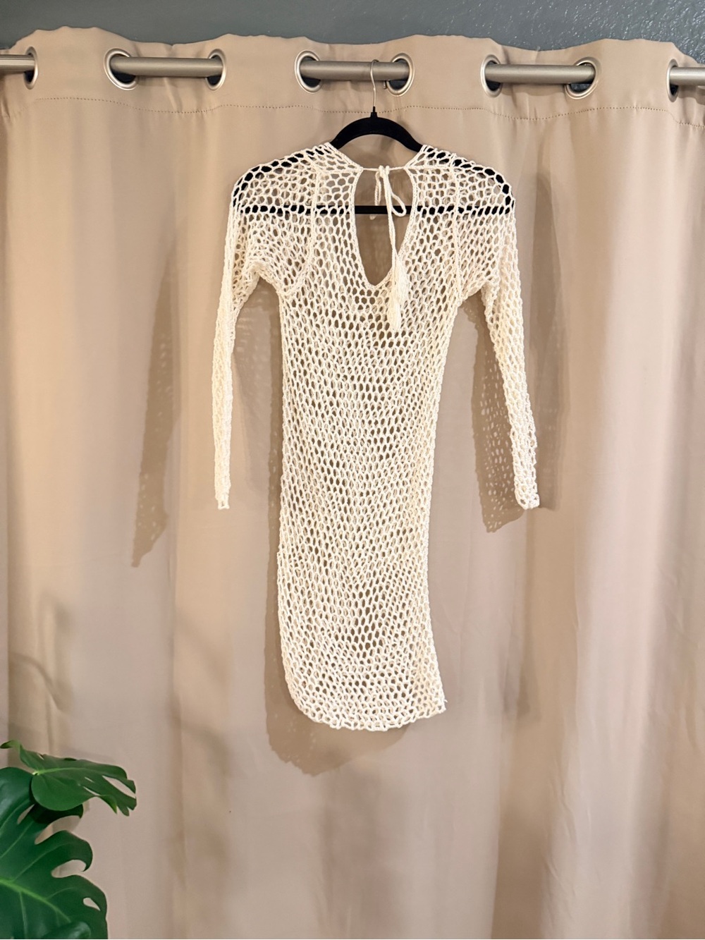 Women's Cream Crochet Beach Cover-Up Dress - Picture 3 of 6